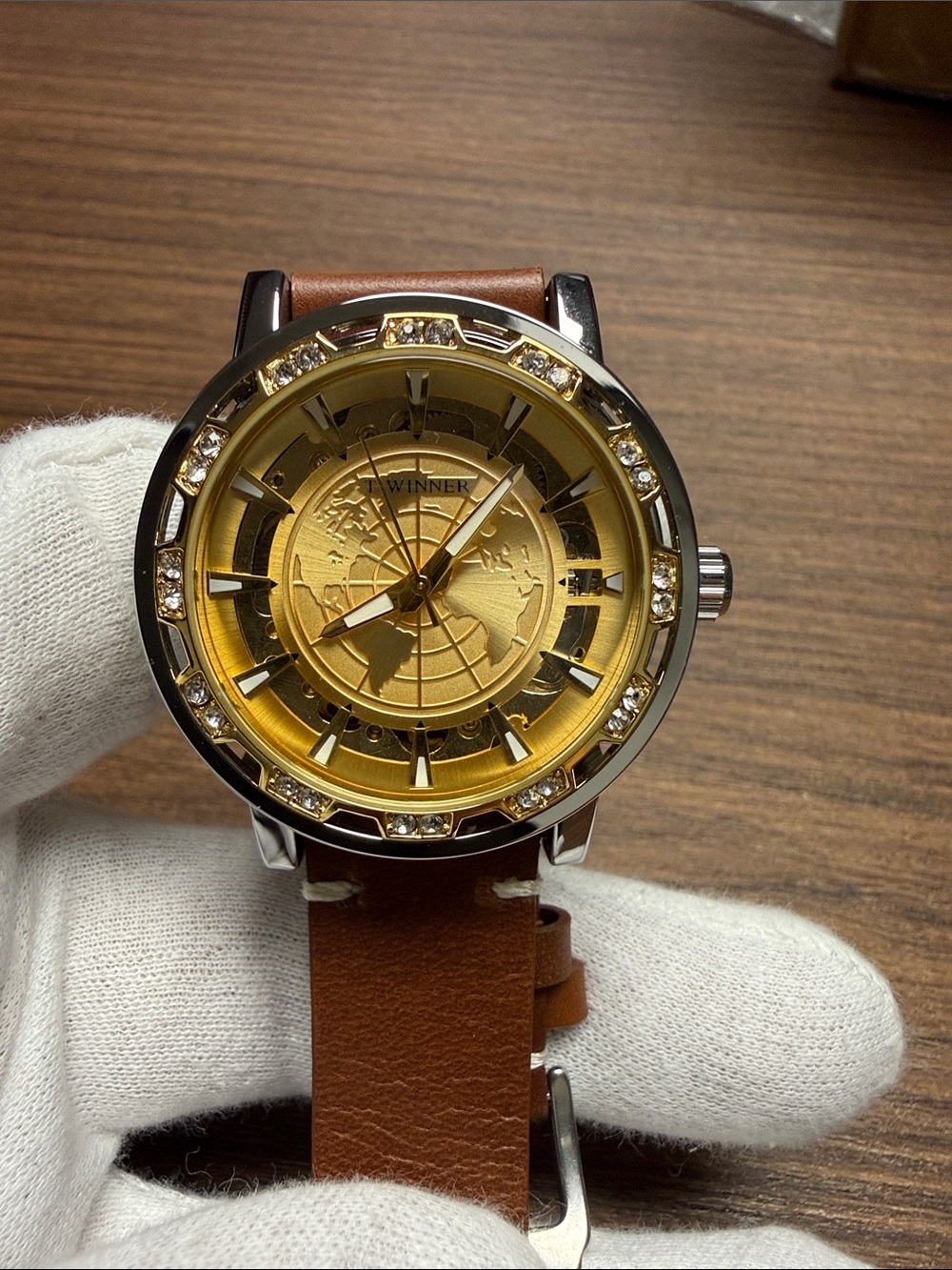 Men's Gold Dial Brown Leather Strap Watch